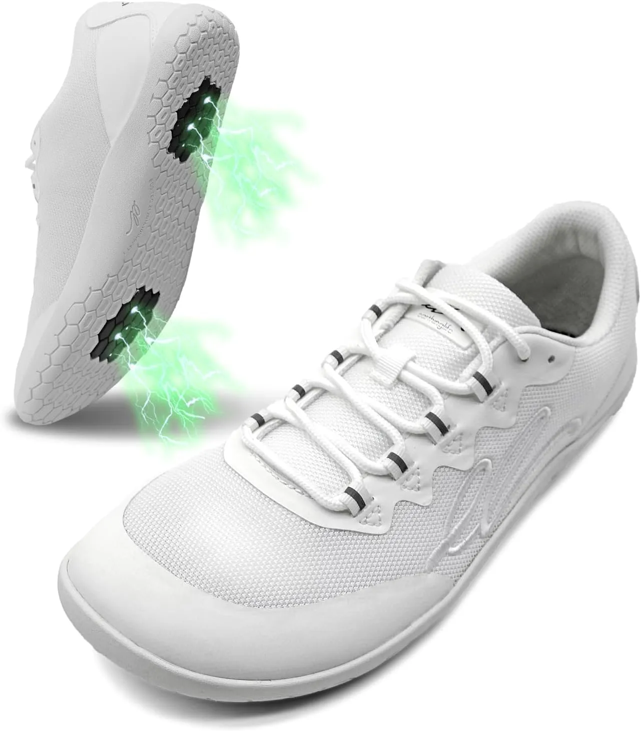 Barefoot Grounding Shoes Lace Up Wide Toe Box Conductive Flexible Outsole Zero Drop Connect to Earth More Energy Reduce Stress Enhancing Movement Better Sleep Pain Relief