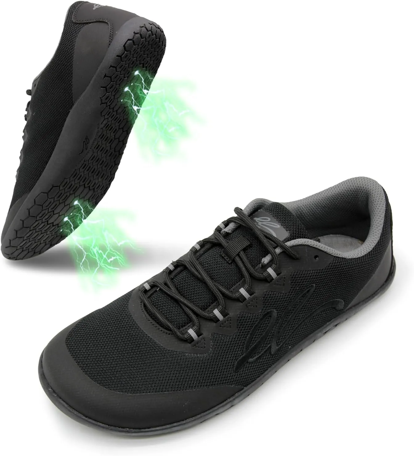 Barefoot Grounding Shoes Lace Up Wide Toe Box Conductive Flexible Outsole Zero Drop Connect to Earth More Energy Reduce Stress Enhancing Movement Better Sleep Pain Relief