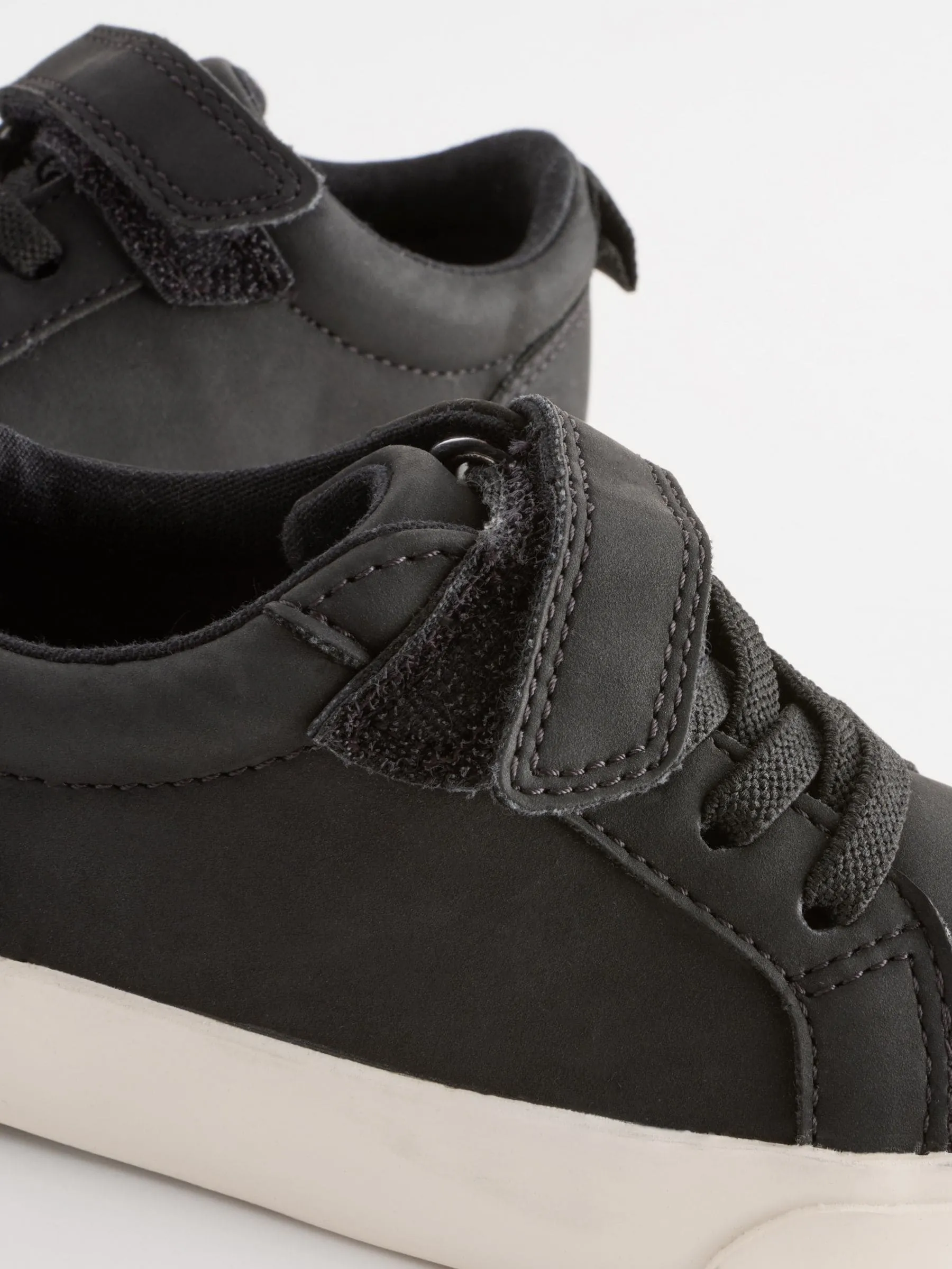 Black Standard Fit (F) Touch Fastening Elastic Lace Trainers