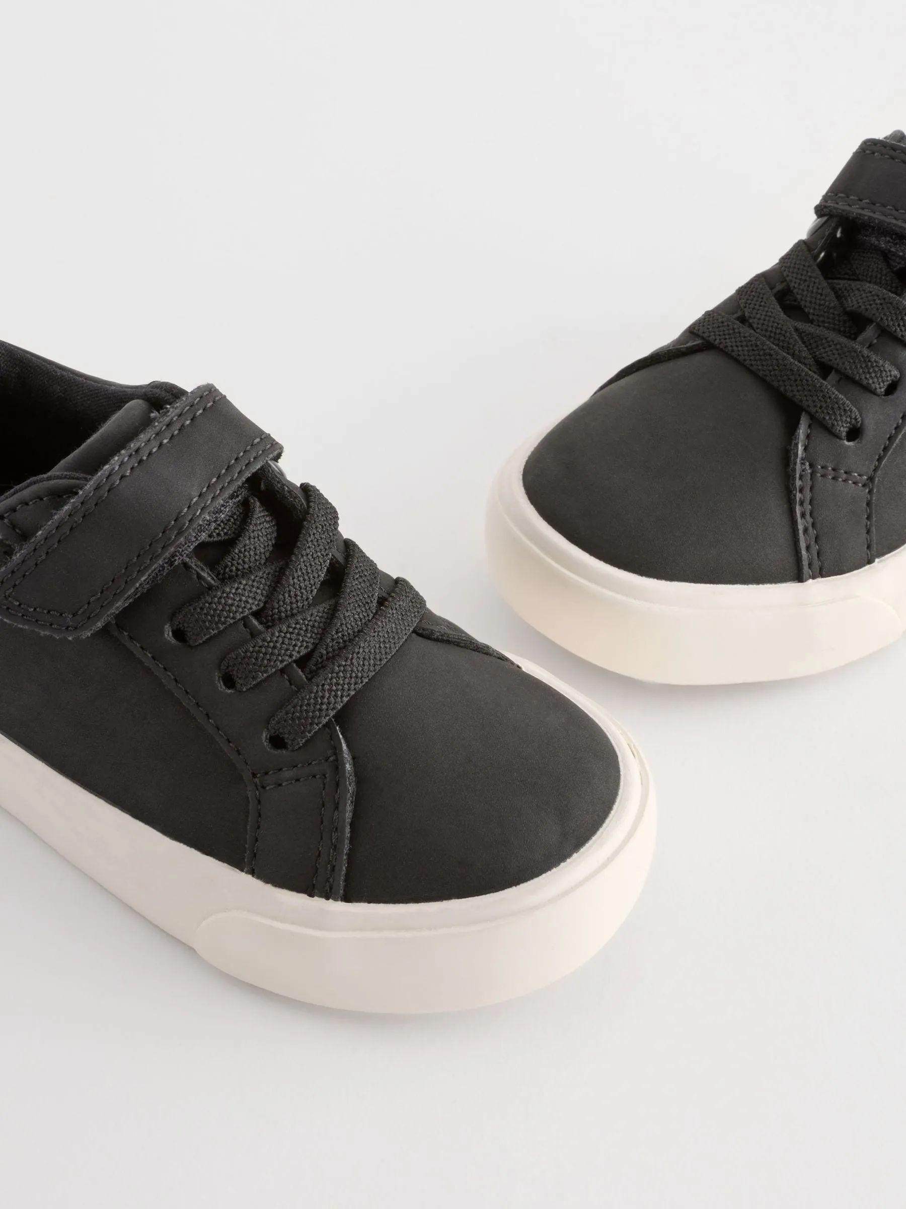 Black Standard Fit (F) Touch Fastening Elastic Lace Trainers