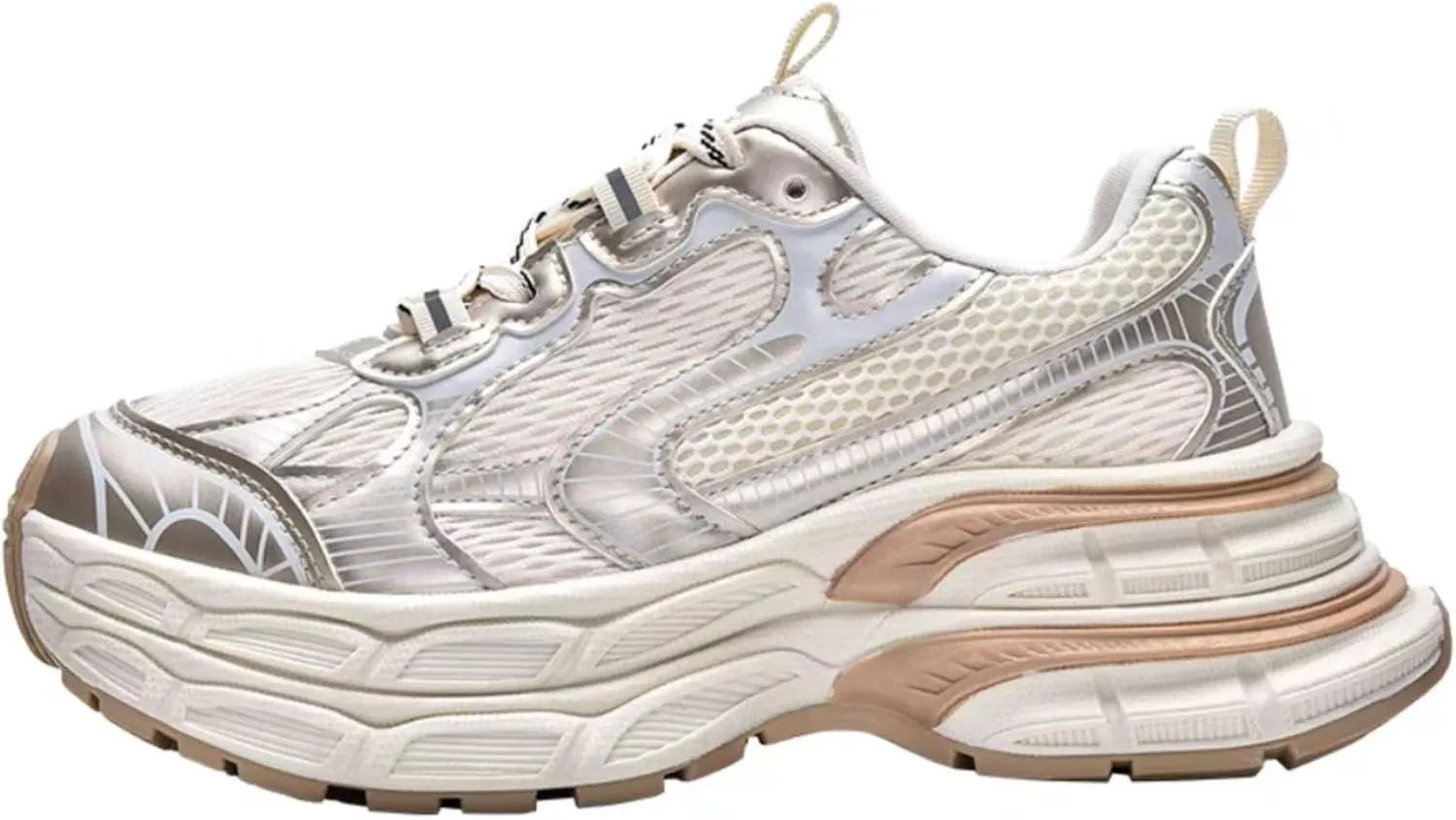 Breathable Chunky Sneakers for Women Fashion Platform Height Gain Sneakers Comfortable Non-Slip Lace Up Casual Walking Dad Shoes