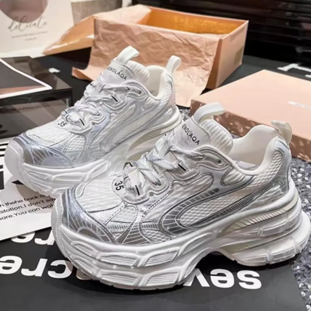 Breathable Chunky Sneakers for Women Fashion Platform Height Gain Sneakers Comfortable Non-Slip Lace Up Casual Walking Dad Shoes