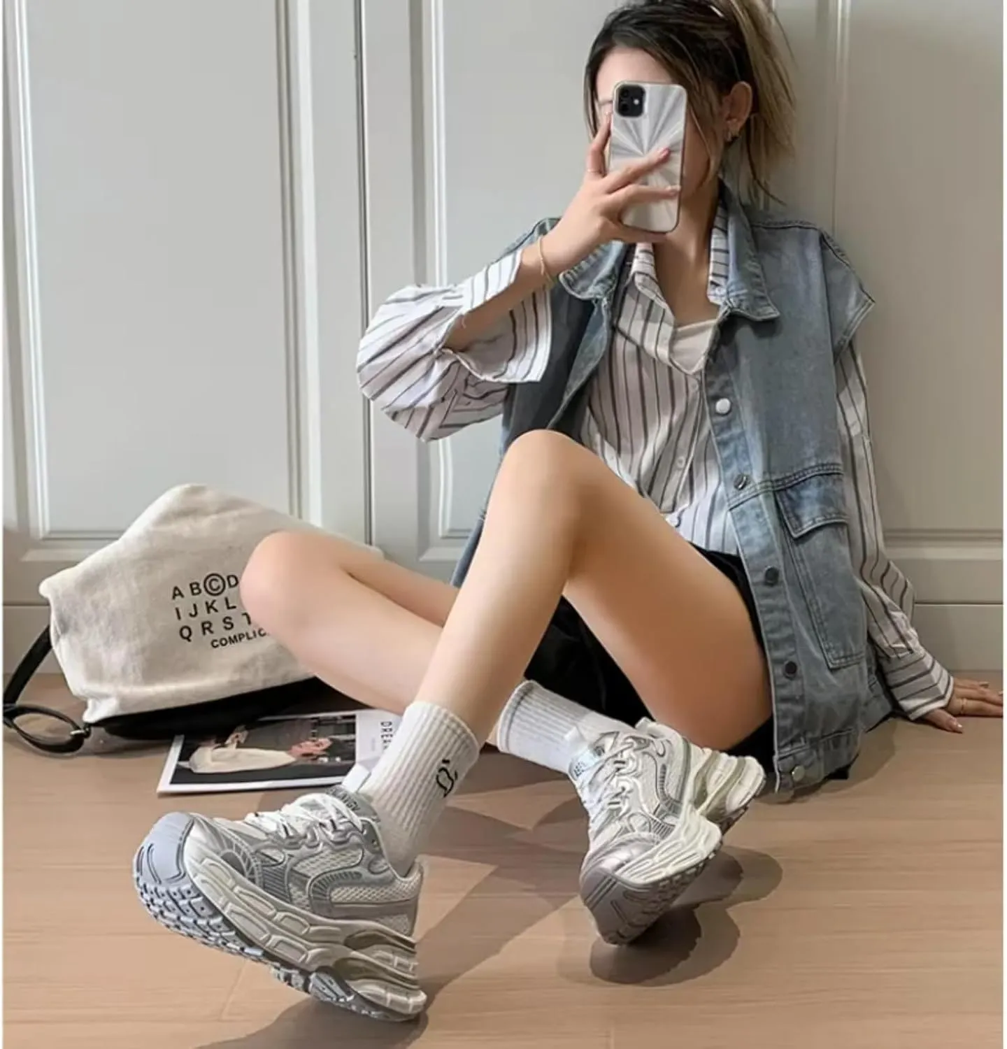 Breathable Chunky Sneakers for Women Fashion Platform Height Gain Sneakers Comfortable Non-Slip Lace Up Casual Walking Dad Shoes