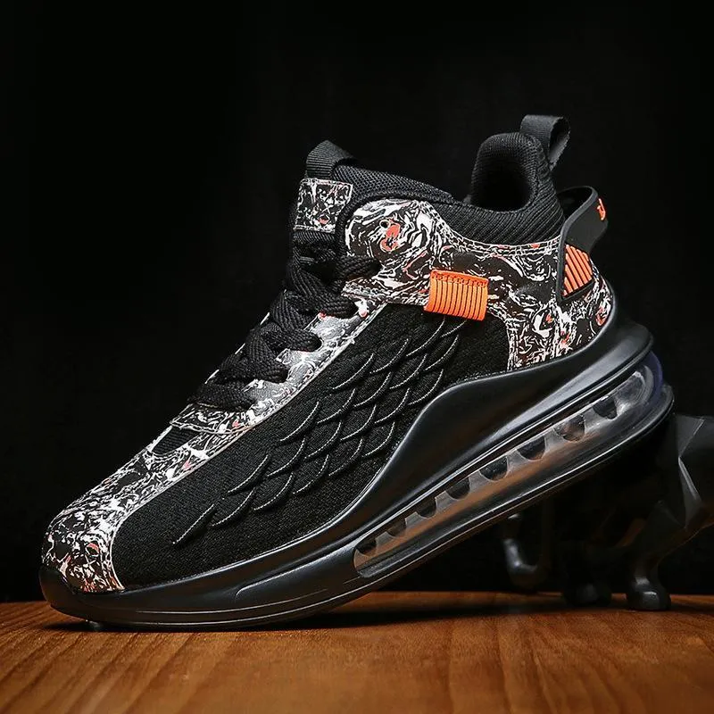 Casual running sneakers fish scale men's breathable air cushion fly woven shoes