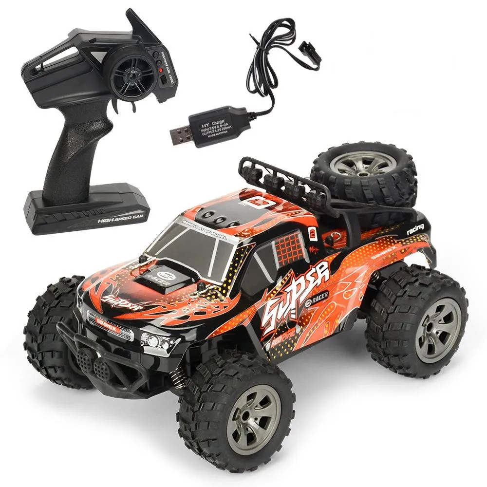 Charging Remote Control Car 2.4g Wireless Remote Control Four-way Cross-country Climbing Car 1:18 Car Model Gray Blue