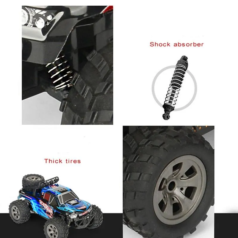 Charging Remote Control Car 2.4g Wireless Remote Control Four-way Cross-country Climbing Car 1:18 Car Model Gray Blue