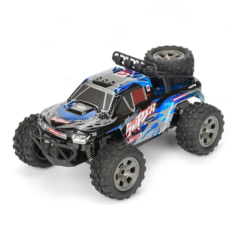 Charging Remote Control Car 2.4g Wireless Remote Control Four-way Cross-country Climbing Car 1:18 Car Model Gray Blue