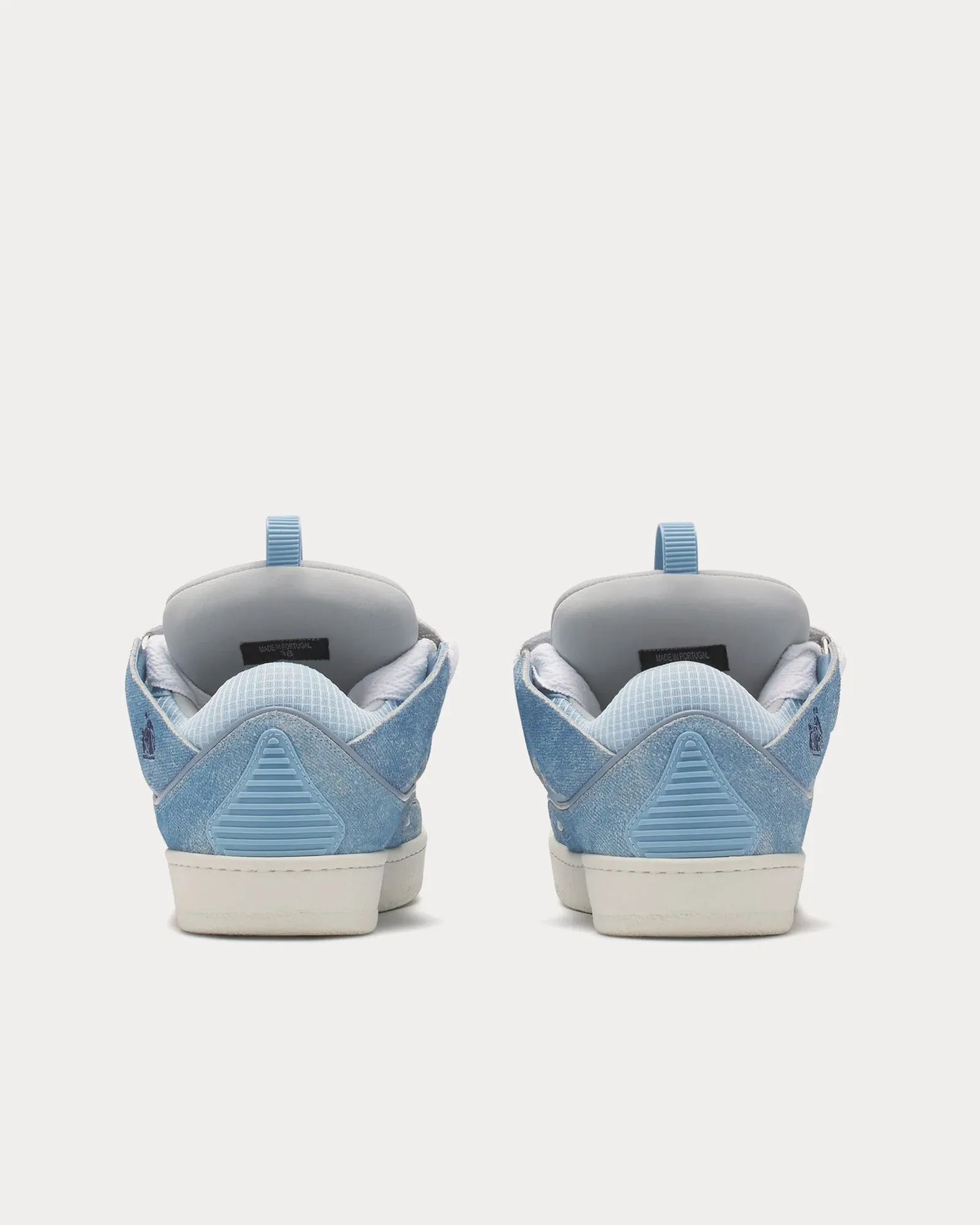 Curb Denim Effect Leather Denim Blue Low Top Sneakers