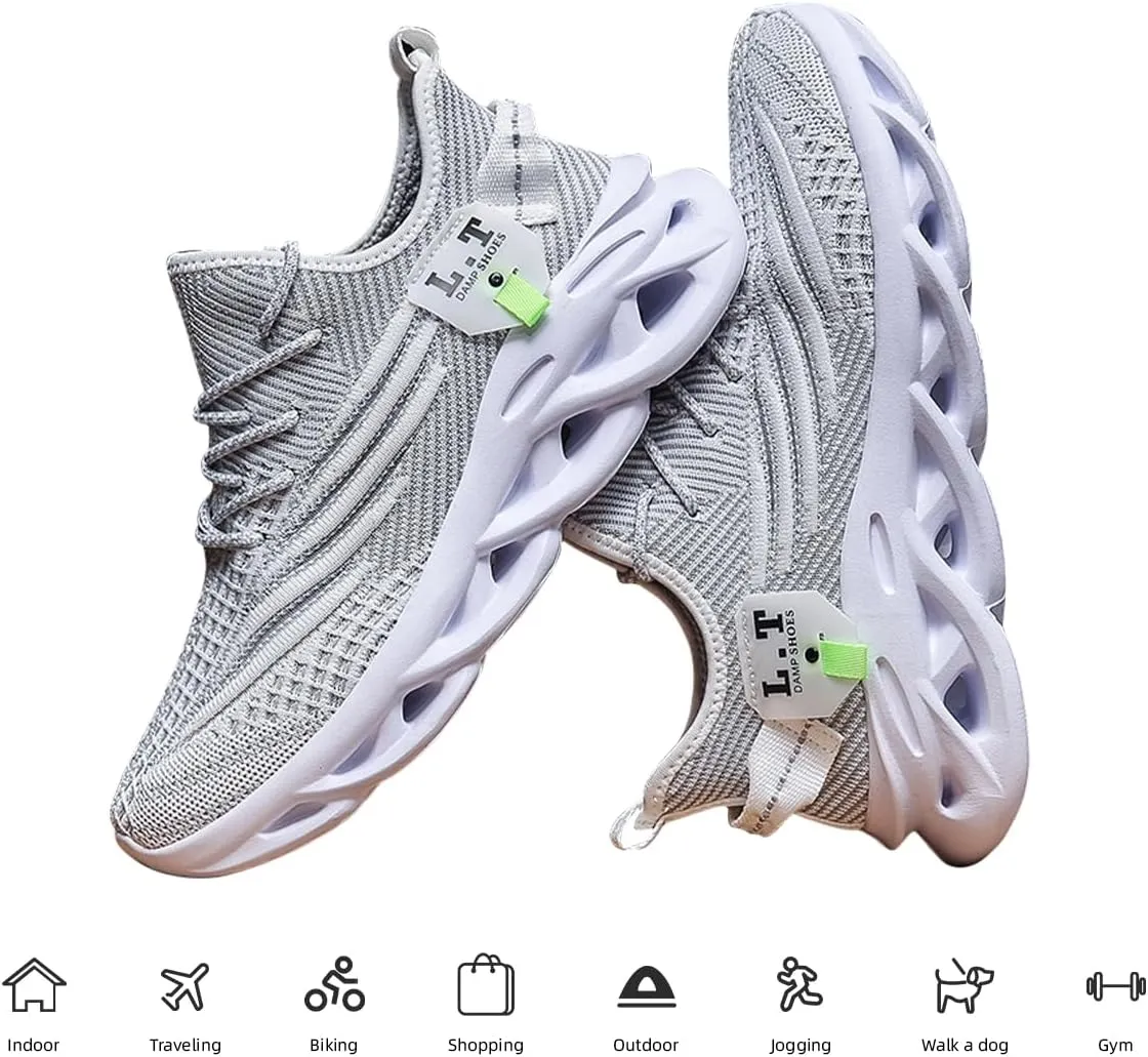 EGMPDA Men Shoes Running Slip On Tennis Walking Shoes Lightweight Breathable Sneakers for Gym Work Casual Soft Sole Trainers Non Slip Athletic Footwear Light_Green Size US 6.5