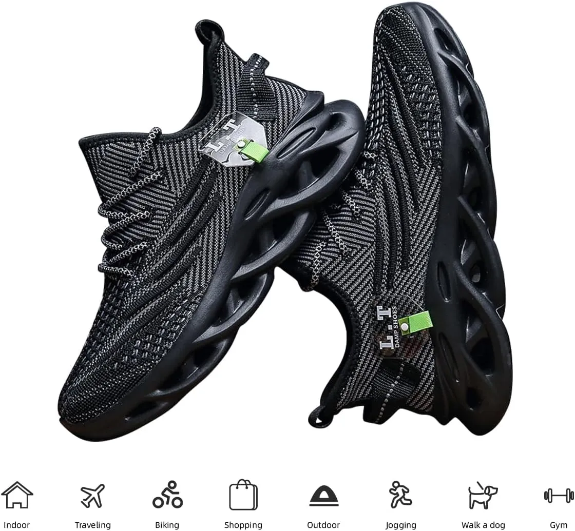 EGMPDA Men Shoes Running Slip On Tennis Walking Shoes Lightweight Breathable Sneakers for Gym Work Casual Soft Sole Trainers Non Slip Athletic Footwear Light_Green Size US 6.5