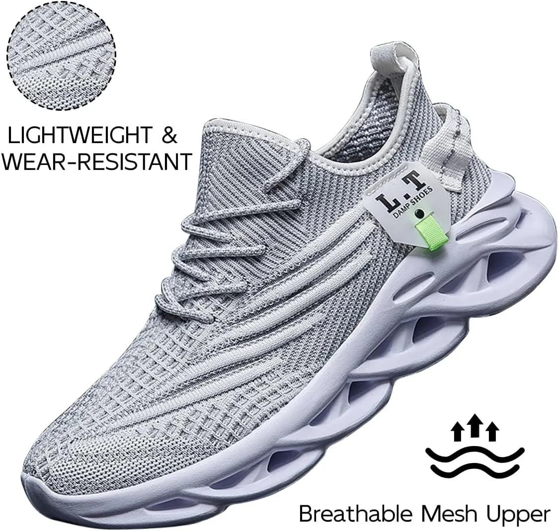 EGMPDA Men Shoes Running Slip On Tennis Walking Shoes Lightweight Breathable Sneakers for Gym Work Casual Soft Sole Trainers Non Slip Athletic Footwear Light_Green Size US 6.5