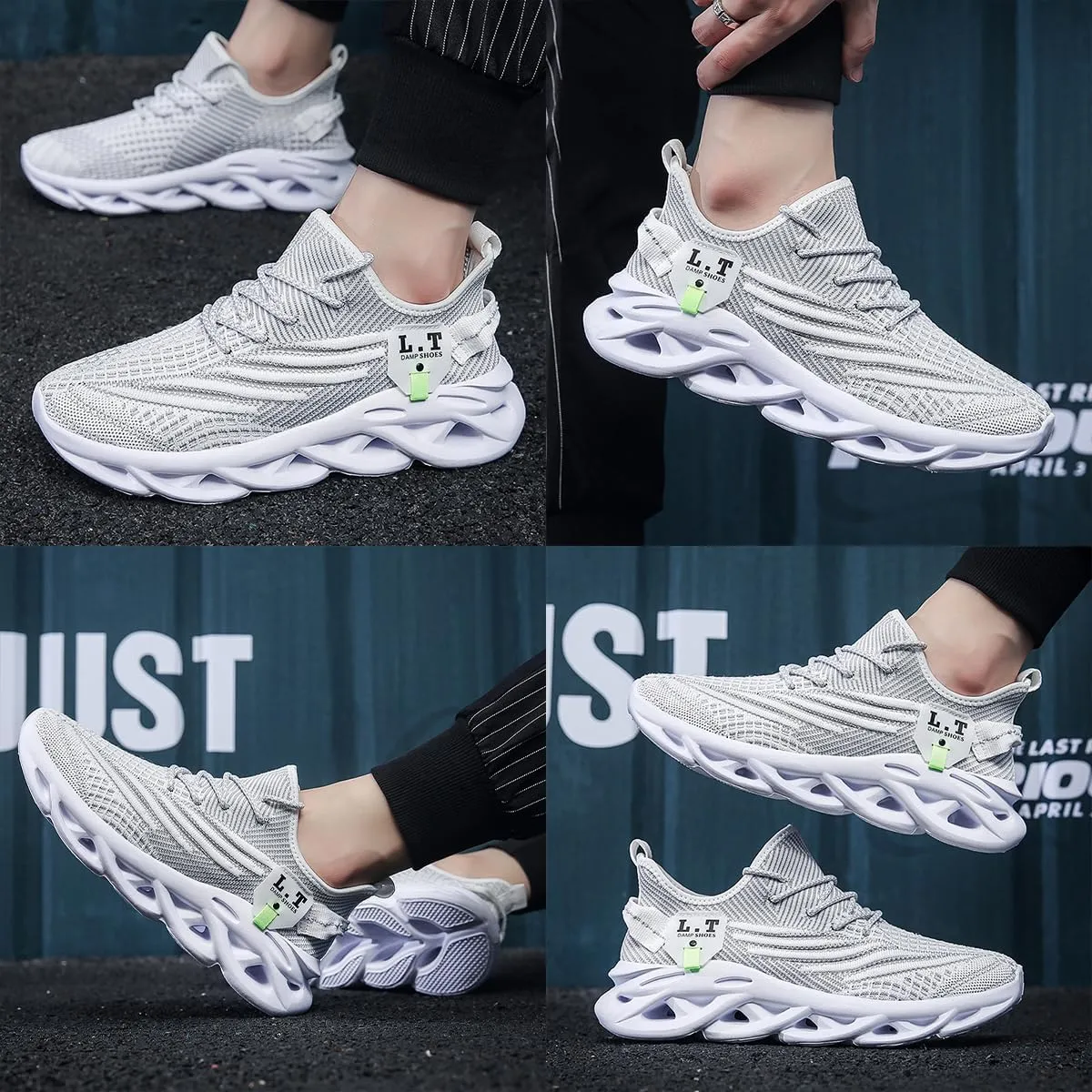 EGMPDA Men Shoes Running Slip On Tennis Walking Shoes Lightweight Breathable Sneakers for Gym Work Casual Soft Sole Trainers Non Slip Athletic Footwear Light_Green Size US 6.5