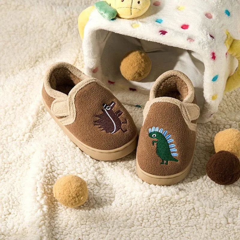 Fun Dinosaur Fleece Indoor Shose
