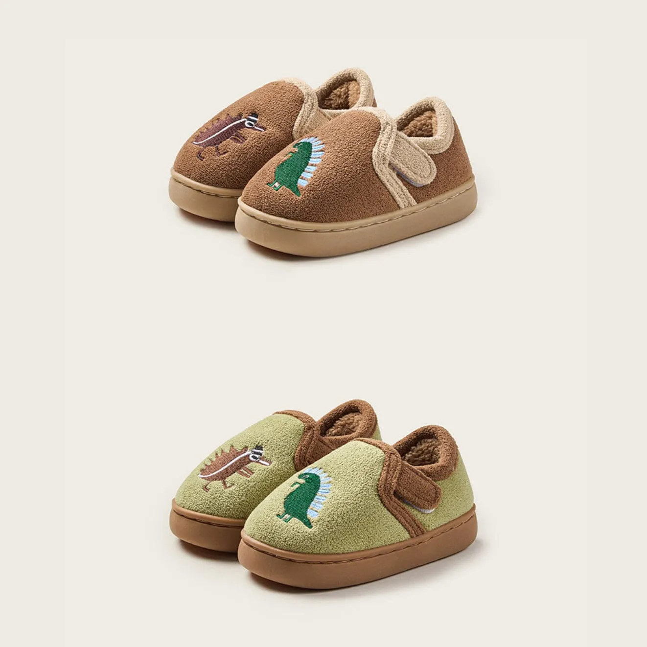 Fun Dinosaur Fleece Indoor Shose