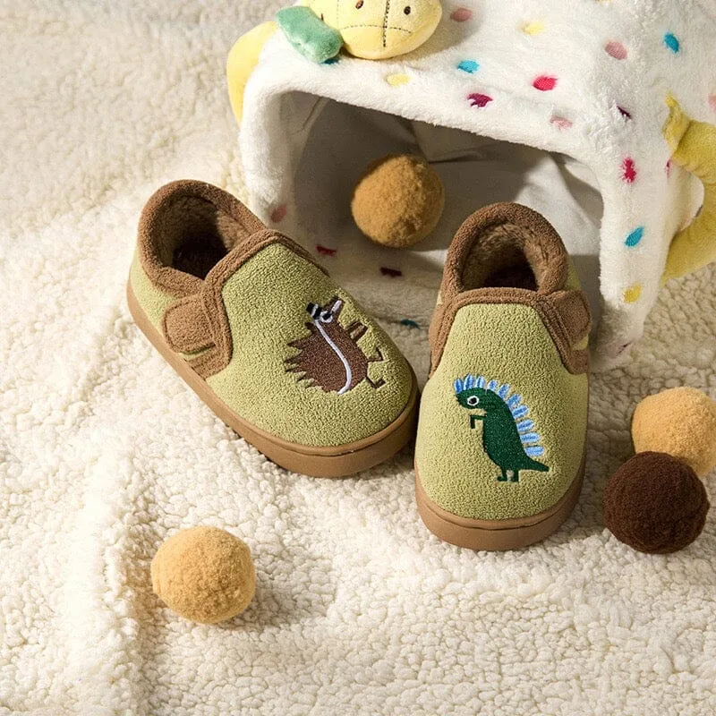 Fun Dinosaur Fleece Indoor Shose