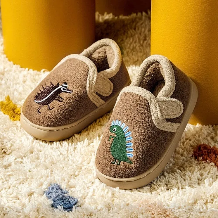 Fun Dinosaur Fleece Indoor Shose