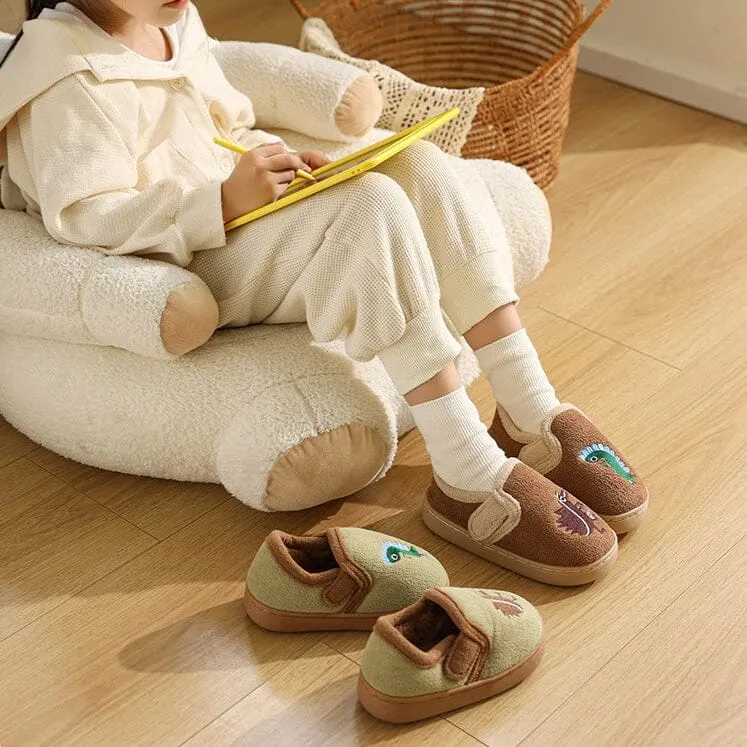 Fun Dinosaur Fleece Indoor Shose