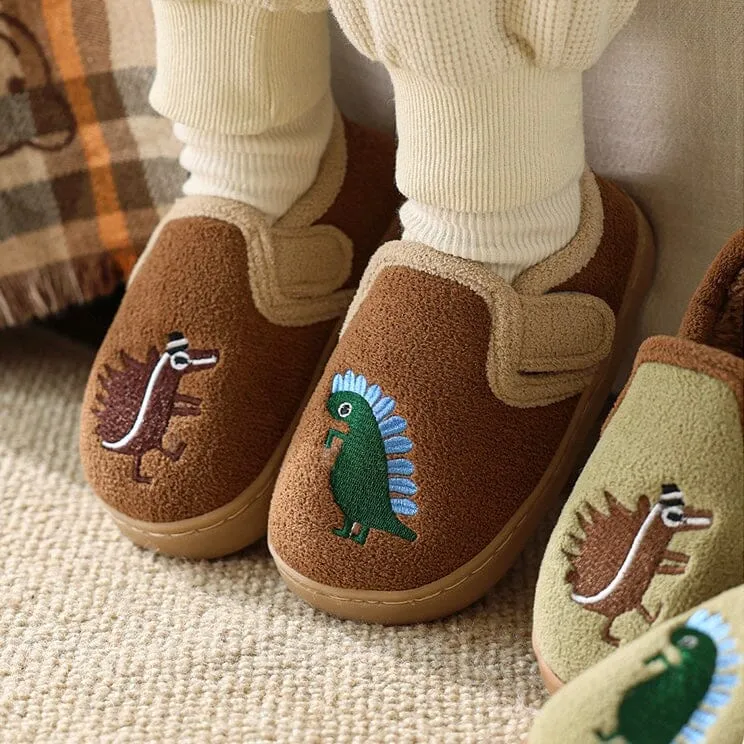 Fun Dinosaur Fleece Indoor Shose
