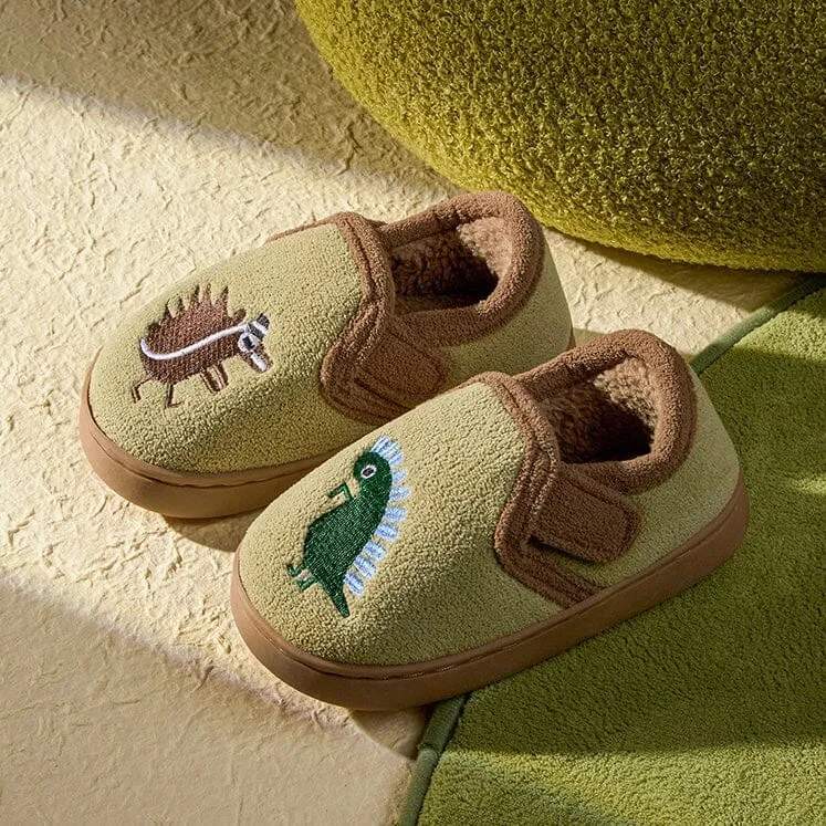 Fun Dinosaur Fleece Indoor Shose