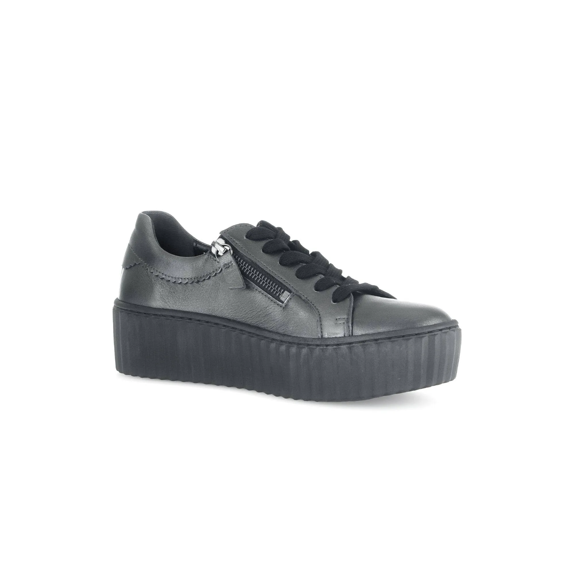 Gabor Dolly 53.200.69 Ladies Silver Leather Lace Up Trainers