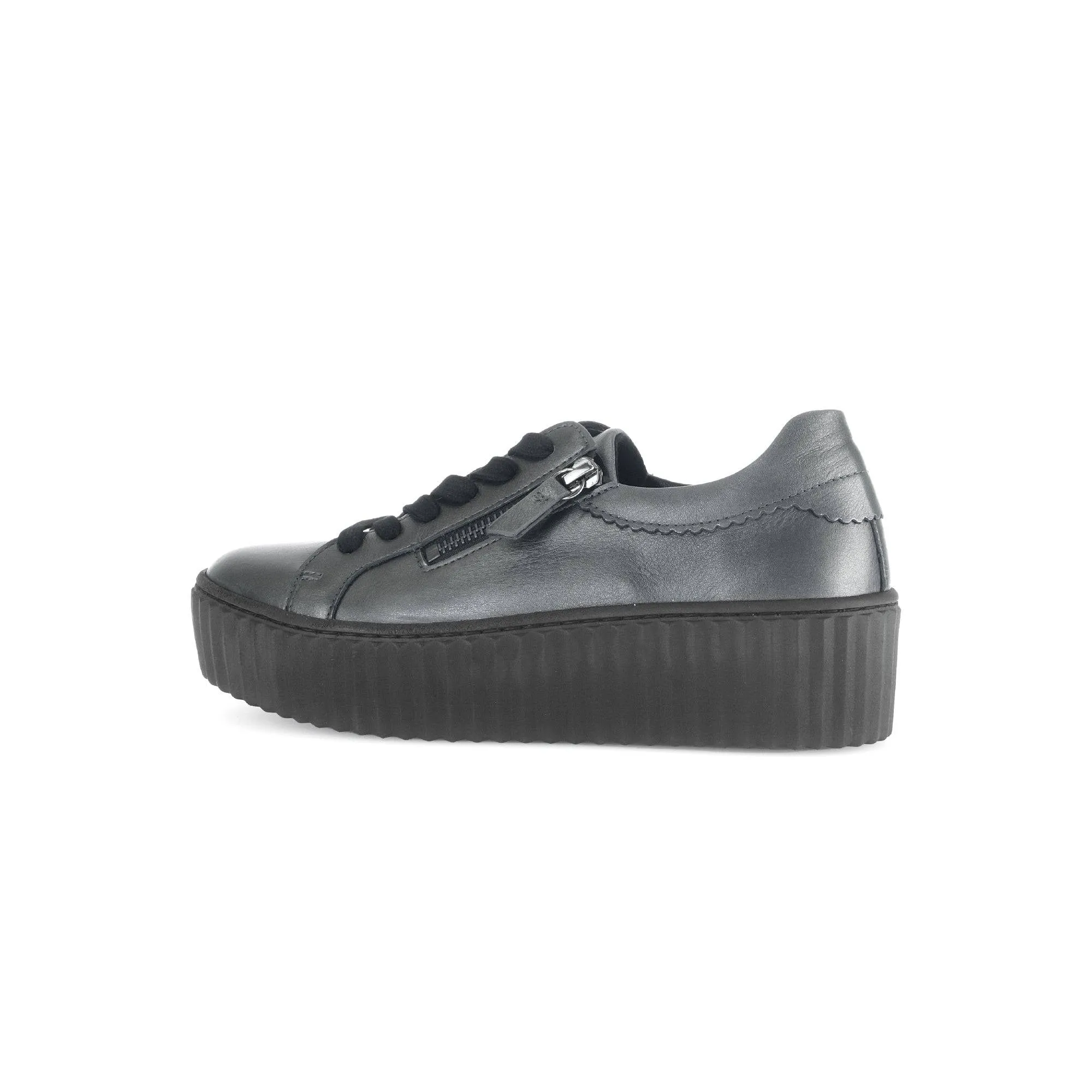 Gabor Dolly 53.200.69 Ladies Silver Leather Lace Up Trainers
