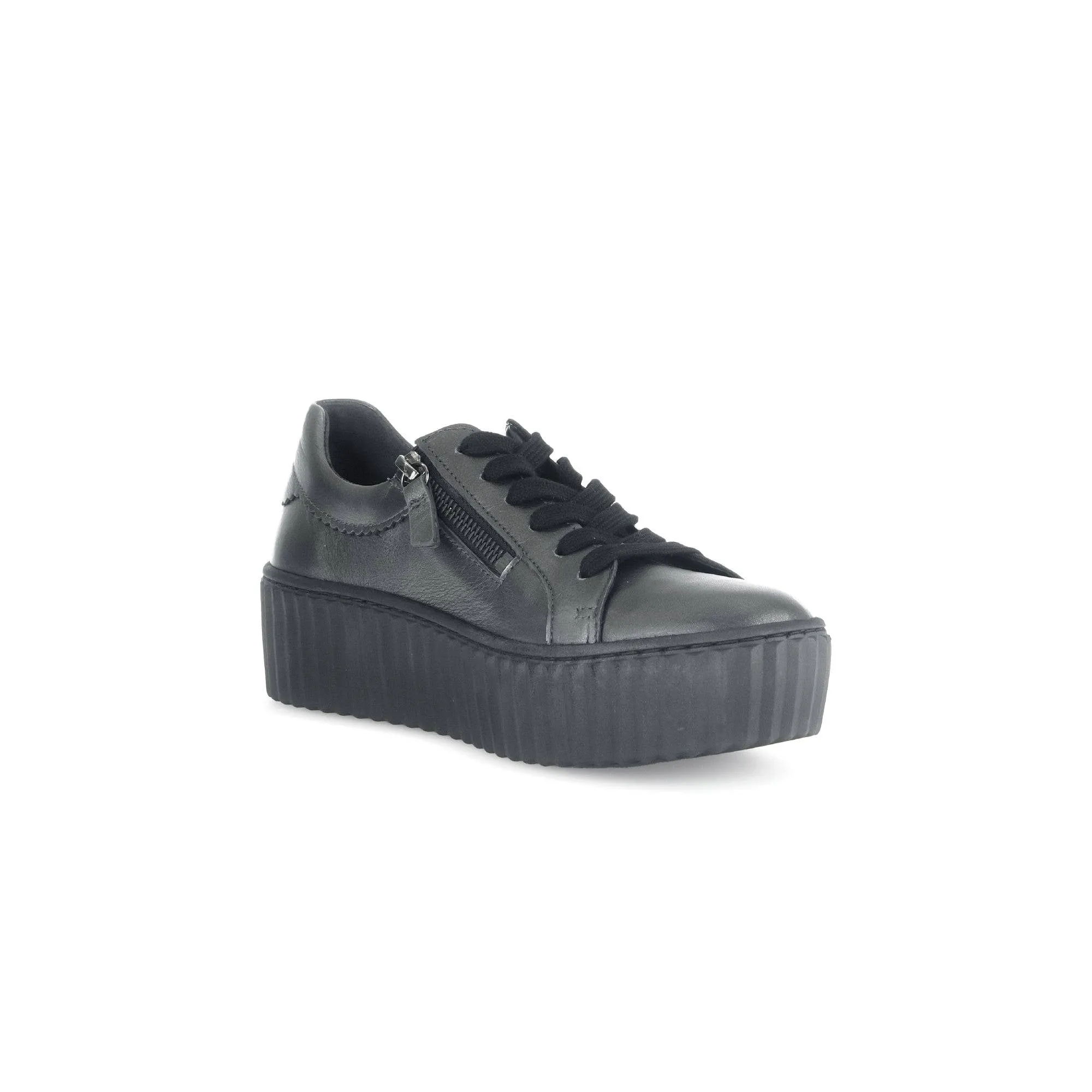 Gabor Dolly 53.200.69 Ladies Silver Leather Lace Up Trainers