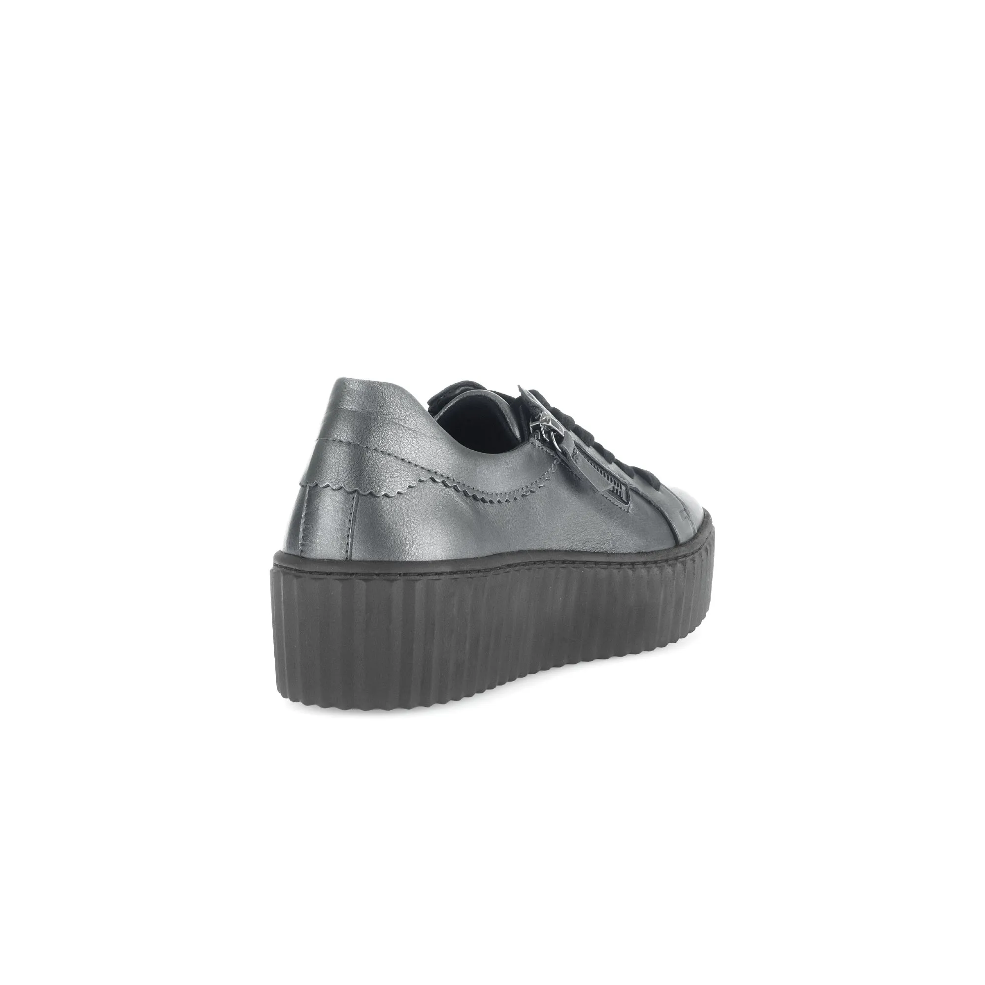Gabor Dolly 53.200.69 Ladies Silver Leather Lace Up Trainers