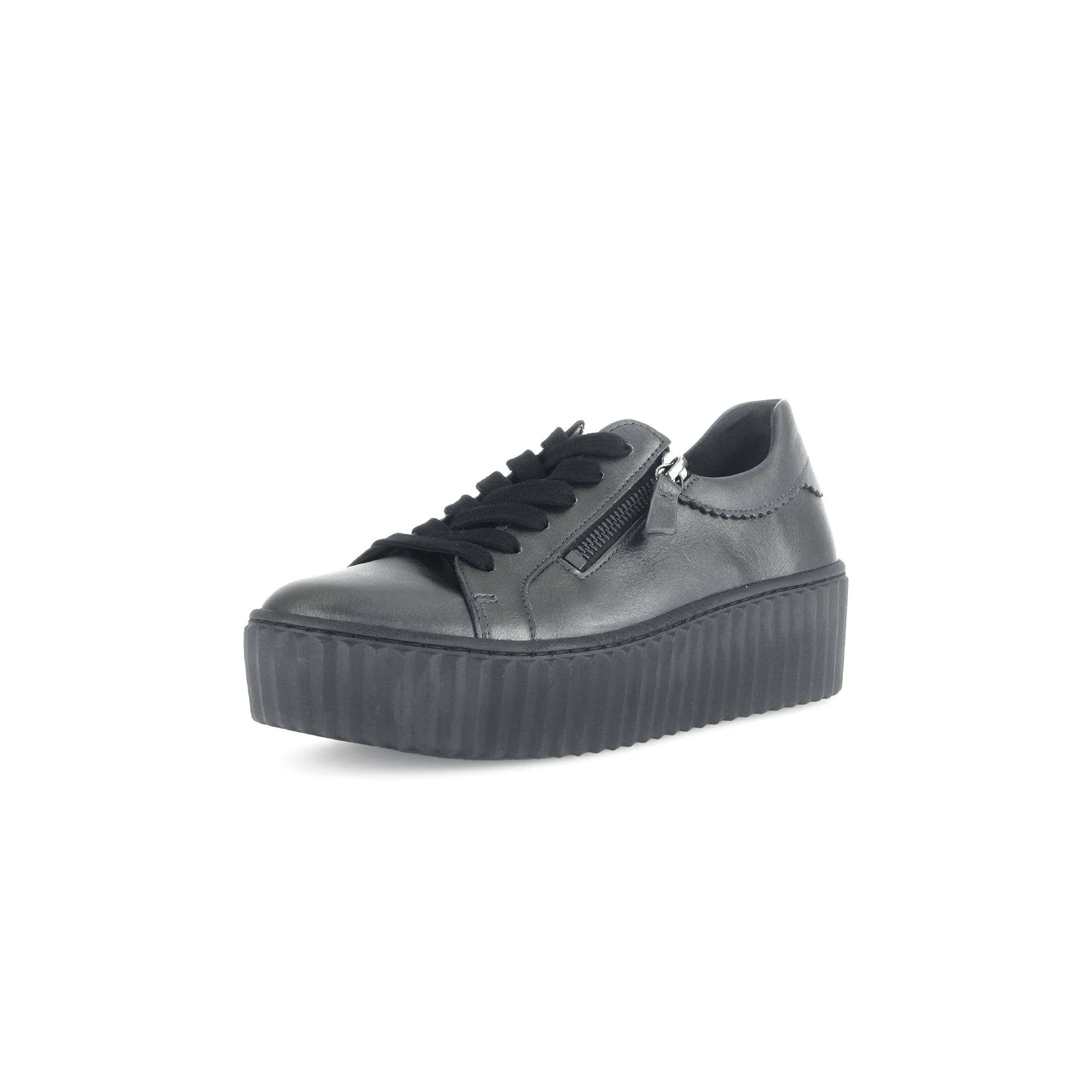 Gabor Dolly 53.200.69 Ladies Silver Leather Lace Up Trainers