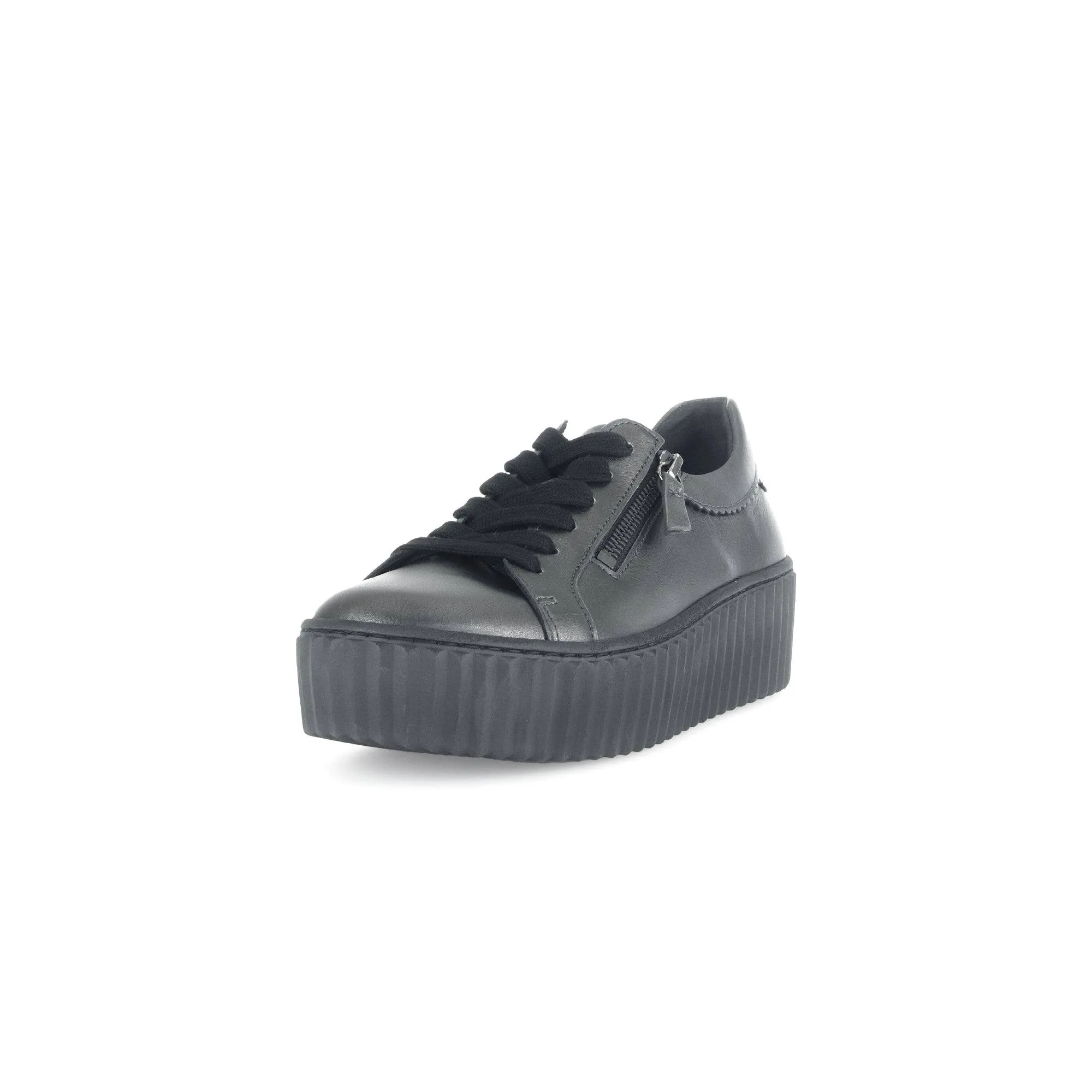 Gabor Dolly 53.200.69 Ladies Silver Leather Lace Up Trainers