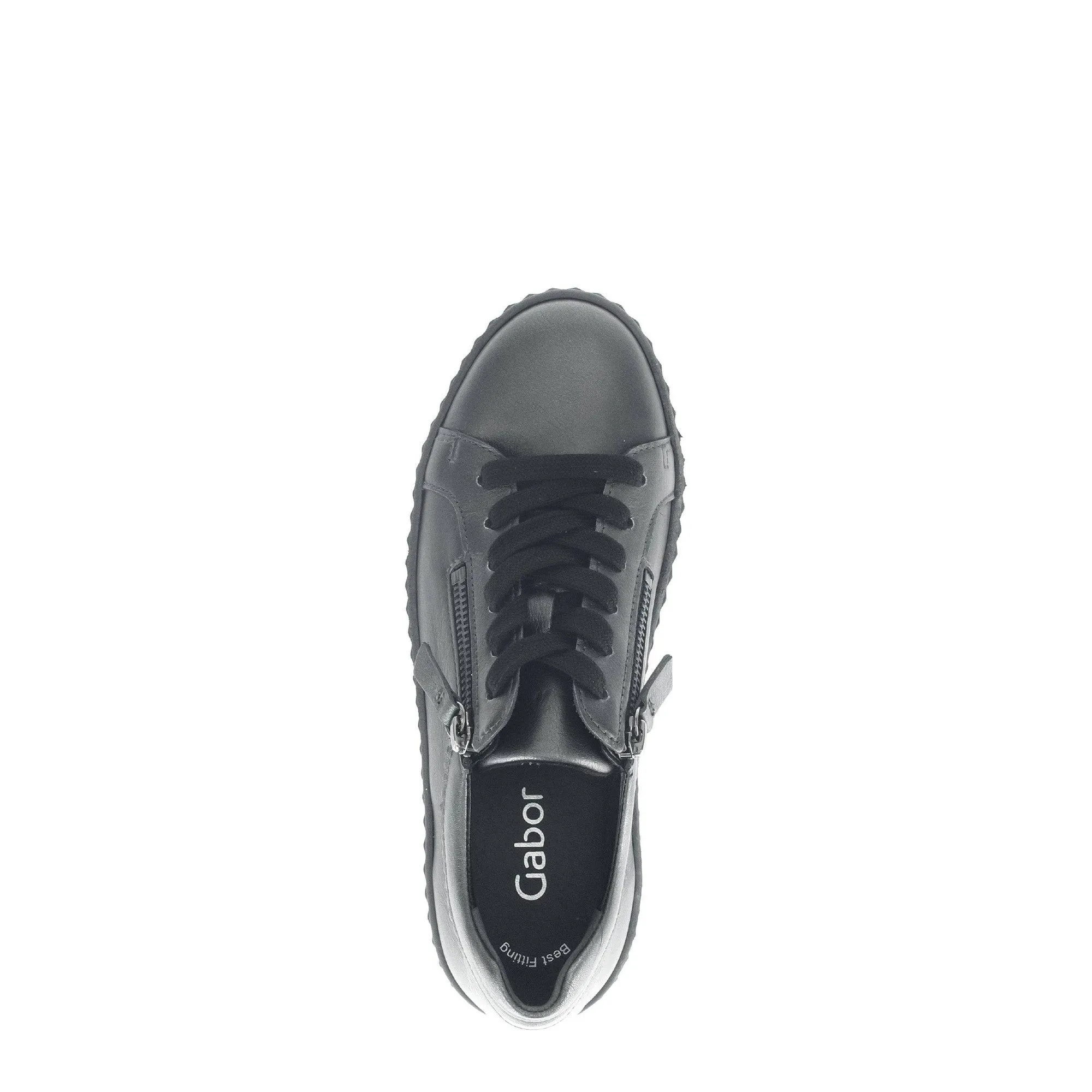 Gabor Dolly 53.200.69 Ladies Silver Leather Lace Up Trainers
