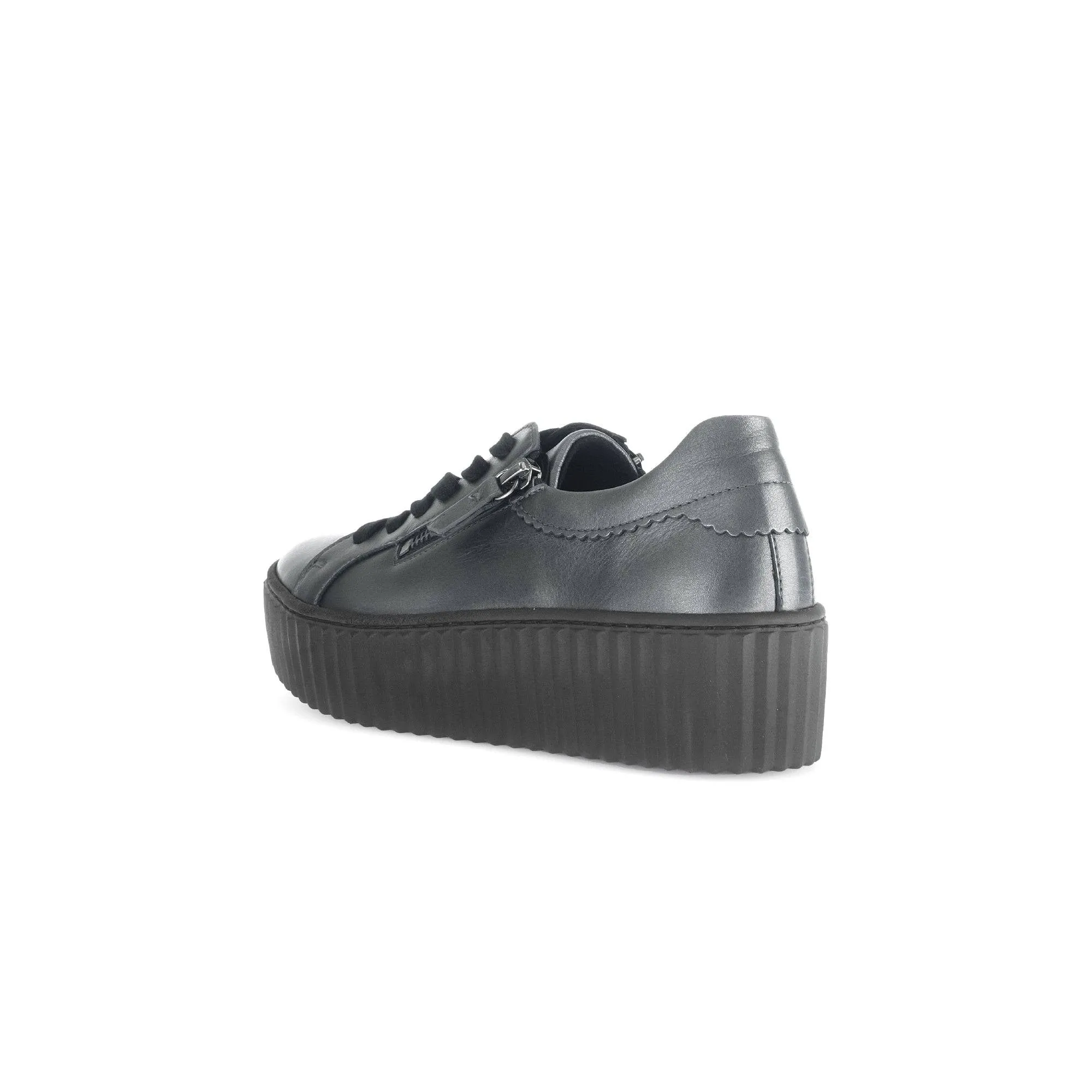 Gabor Dolly 53.200.69 Ladies Silver Leather Lace Up Trainers