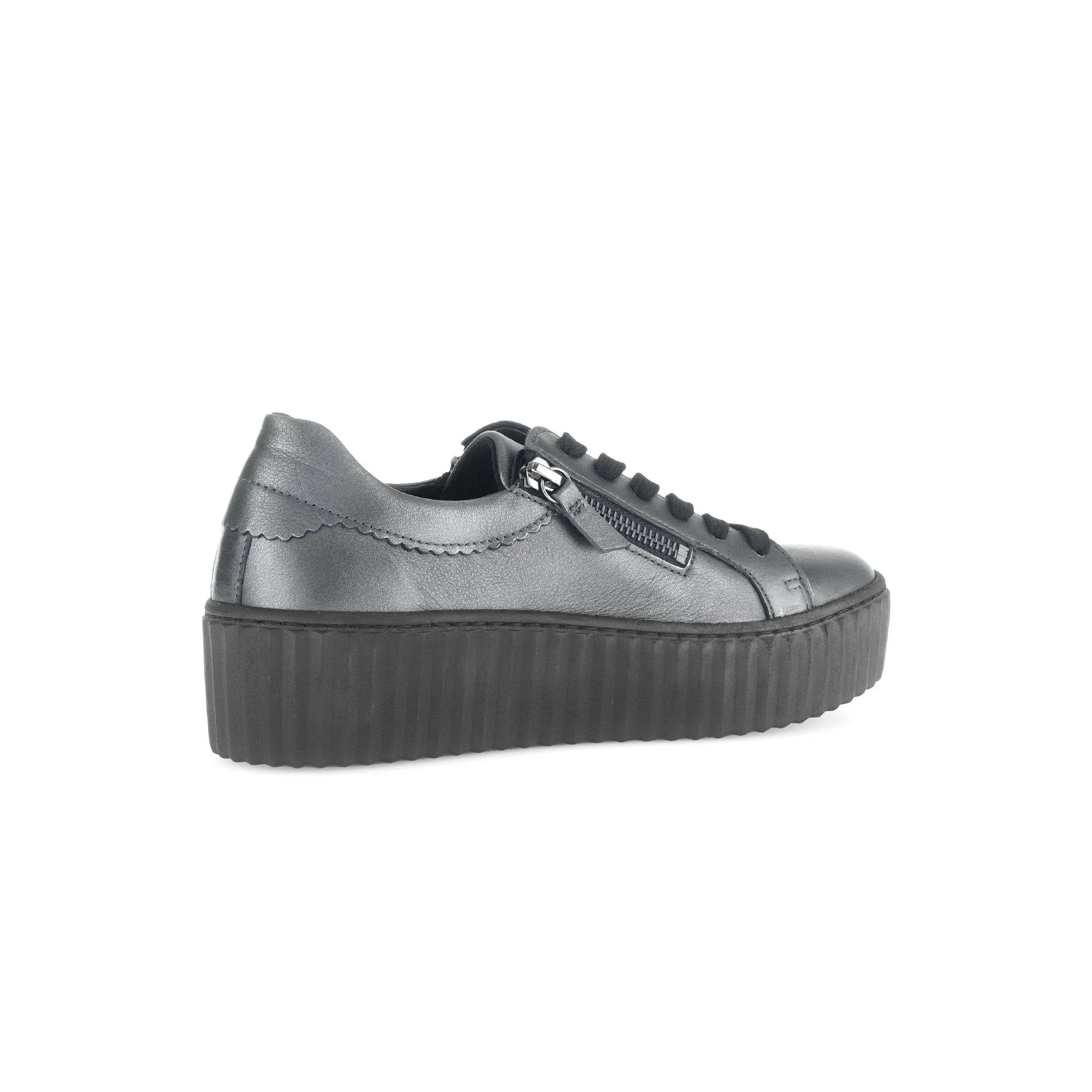 Gabor Dolly 53.200.69 Ladies Silver Leather Lace Up Trainers