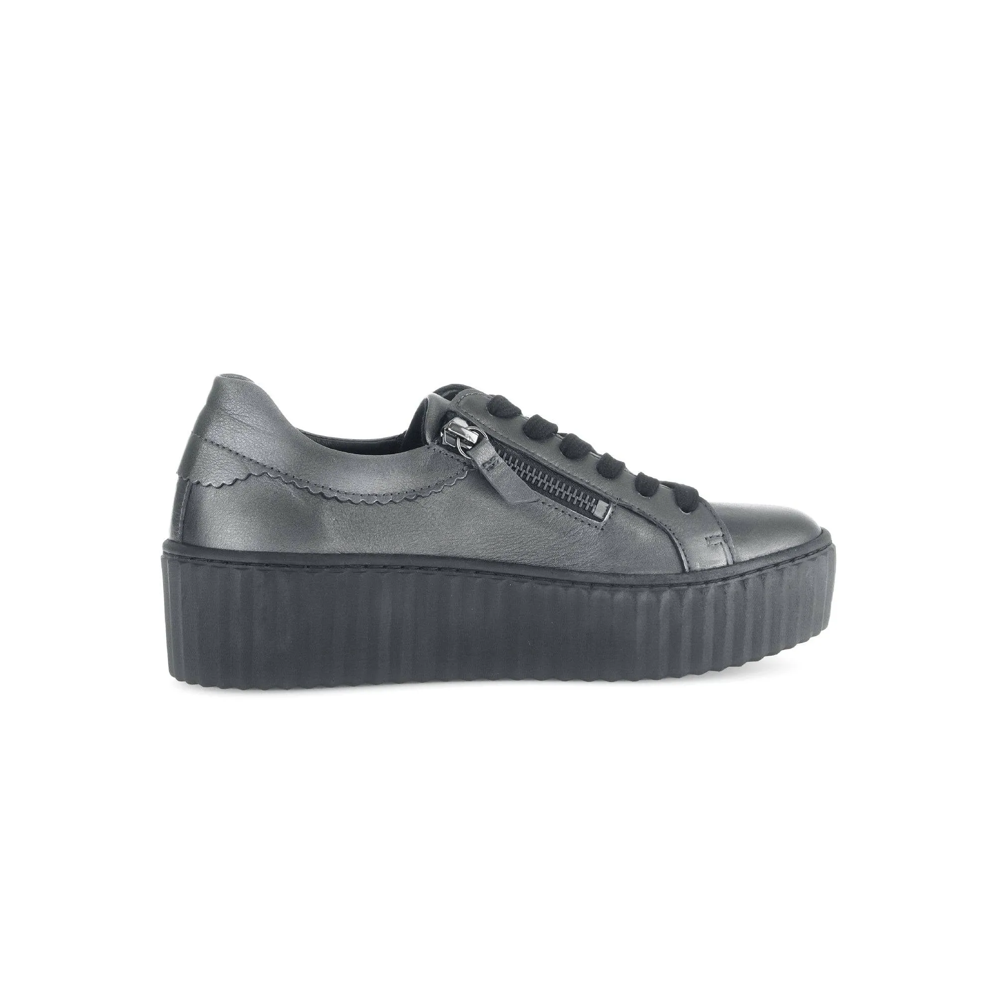 Gabor Dolly 53.200.69 Ladies Silver Leather Lace Up Trainers