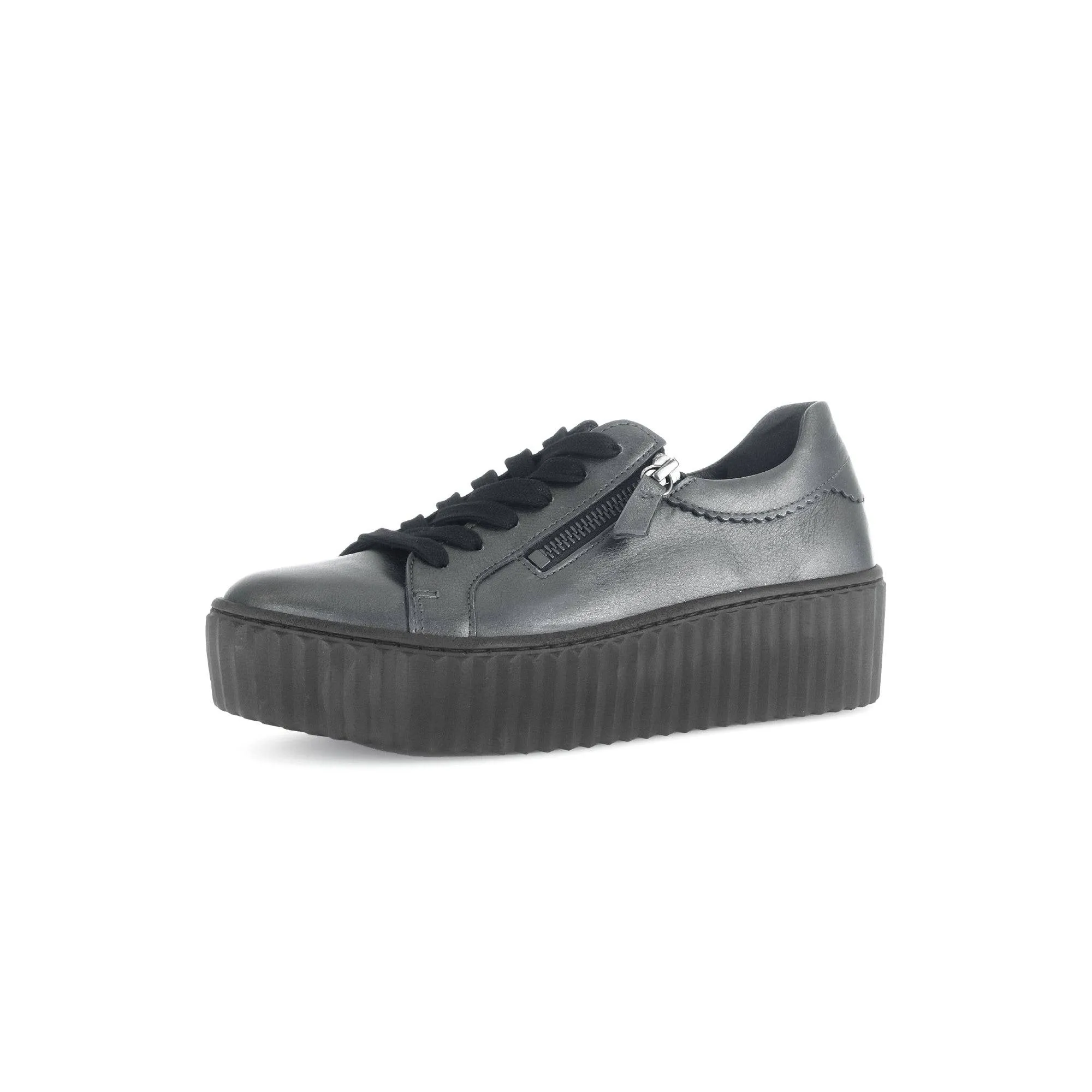 Gabor Dolly 53.200.69 Ladies Silver Leather Lace Up Trainers