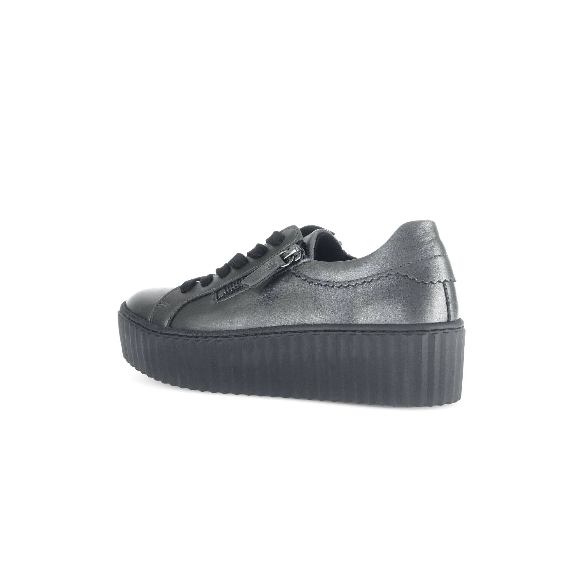 Gabor Dolly 53.200.69 Ladies Silver Leather Lace Up Trainers