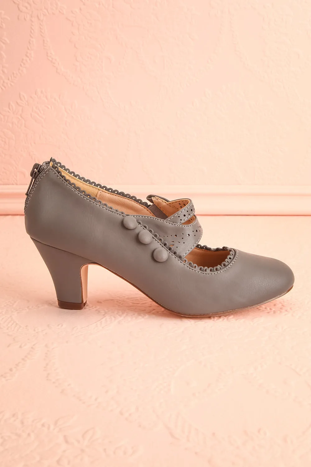 Genet Grey | Closed Toe Heels