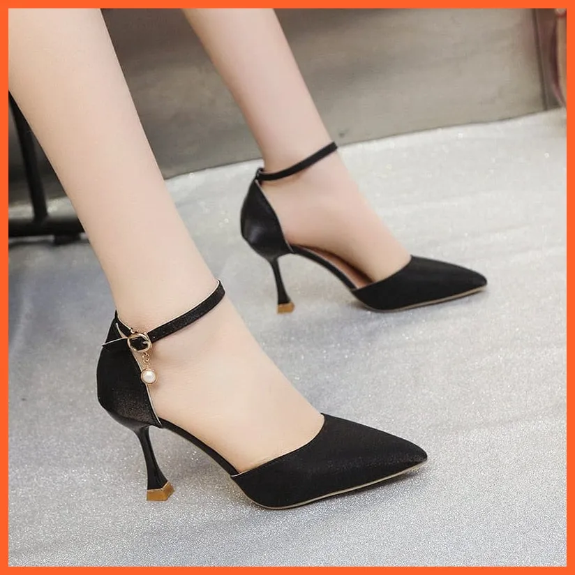 High Heels For Women | Red Color Buckle Strap Heels