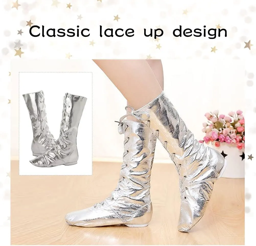 HIPPOSEUS Women's Jazz Shoes Split Sole Ballet Training High Top Dance Boots for Men