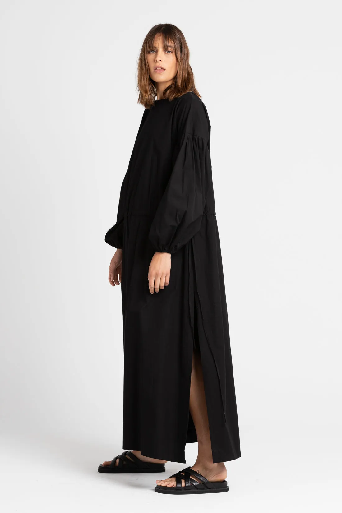 Kaspara Billowed Sleeve Maxi Dress Black