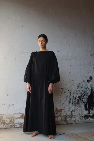 Kaspara Billowed Sleeve Maxi Dress Black