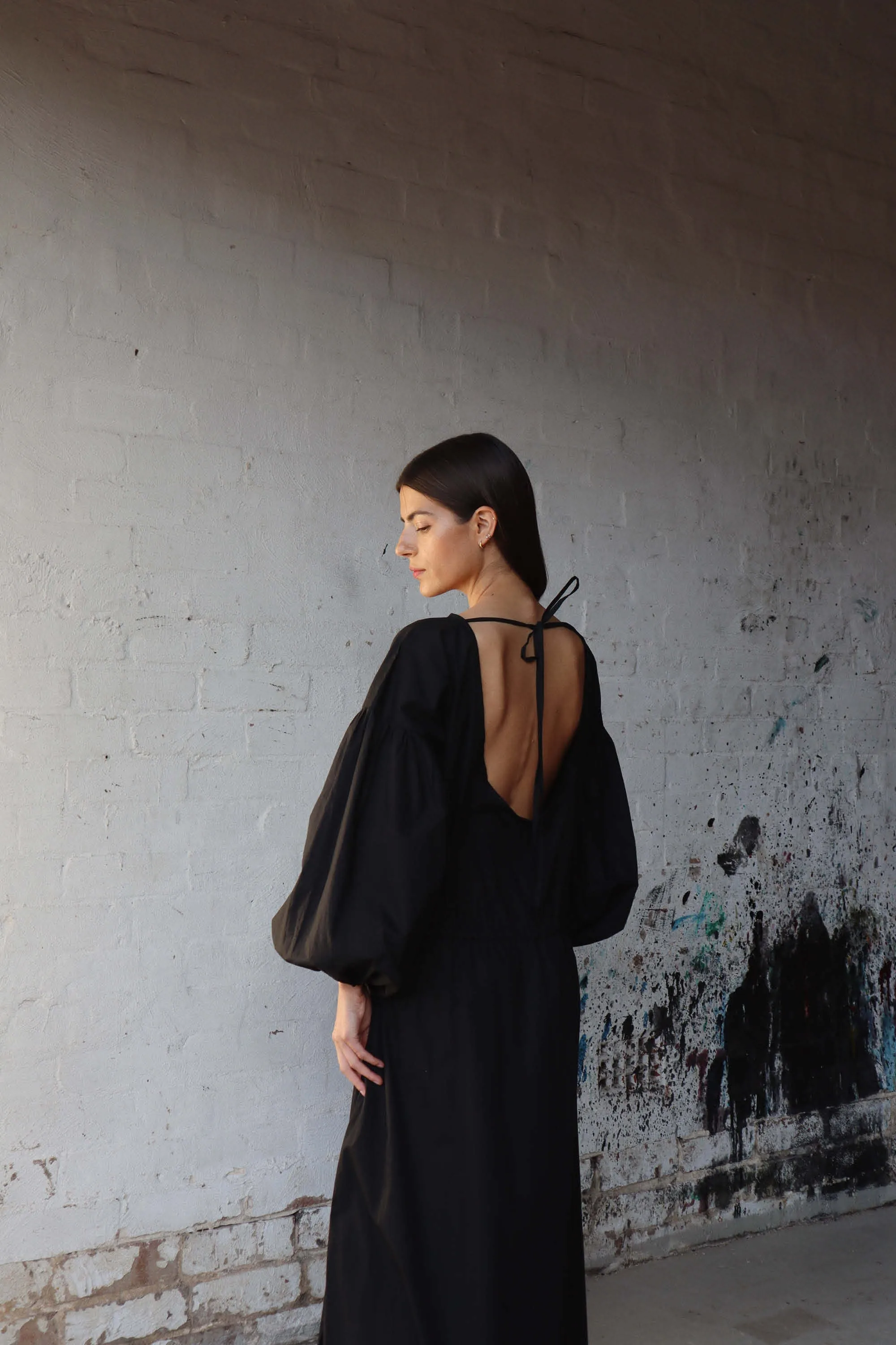 Kaspara Billowed Sleeve Maxi Dress Black