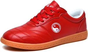 Martial Arts Shoes for Men, Leather Tai Chi Workout Gym Sneaker Fashion Karate Qigong Wing Chun Trainers