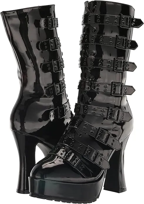Melinoe-557 Buckled Chunky Heel Boots