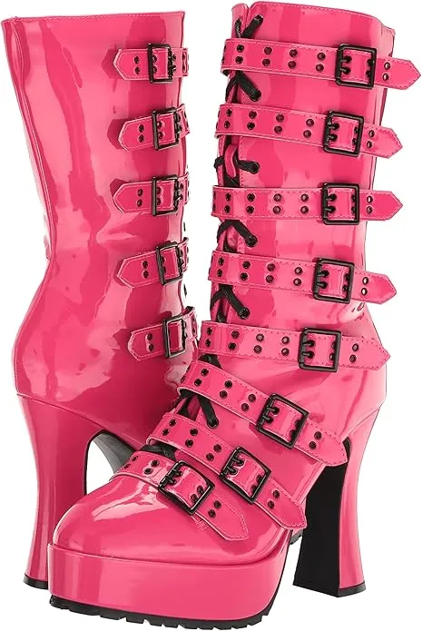 Melinoe-557 Buckled Chunky Heel Boots