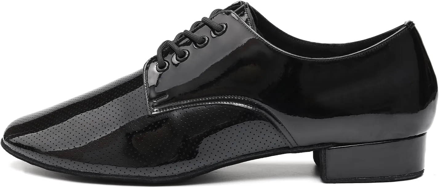 Men Ballroom Dance Shoes Lace up Low Heel Practice Waltz Modern Latin Salsa Dancing Shoes, Model LHD405-LM-2.5cm Heel