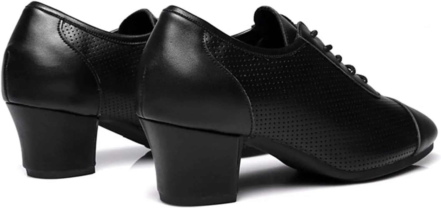 ONAIC Women's Ballroom Practice Shoes Lace-Up Modern Salsa Teaching Shoes Latin Rhythm Dance Shoes