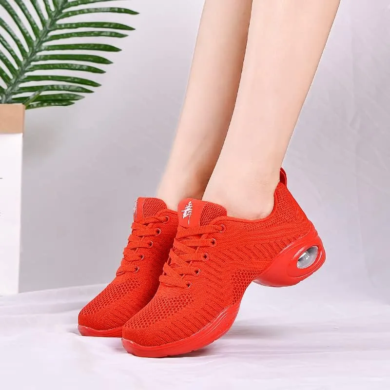 Platform Jazz Dance Women's Lace-Up Dance Sneakers Women's Split Shoes Air Cushion Modern Shoes