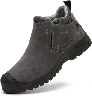 R-Win Work Boots Non Metal Composite Toe Cap Boots Suede Leather Slip on Welding Boots Safety Construction Industrial Insulated Shoe