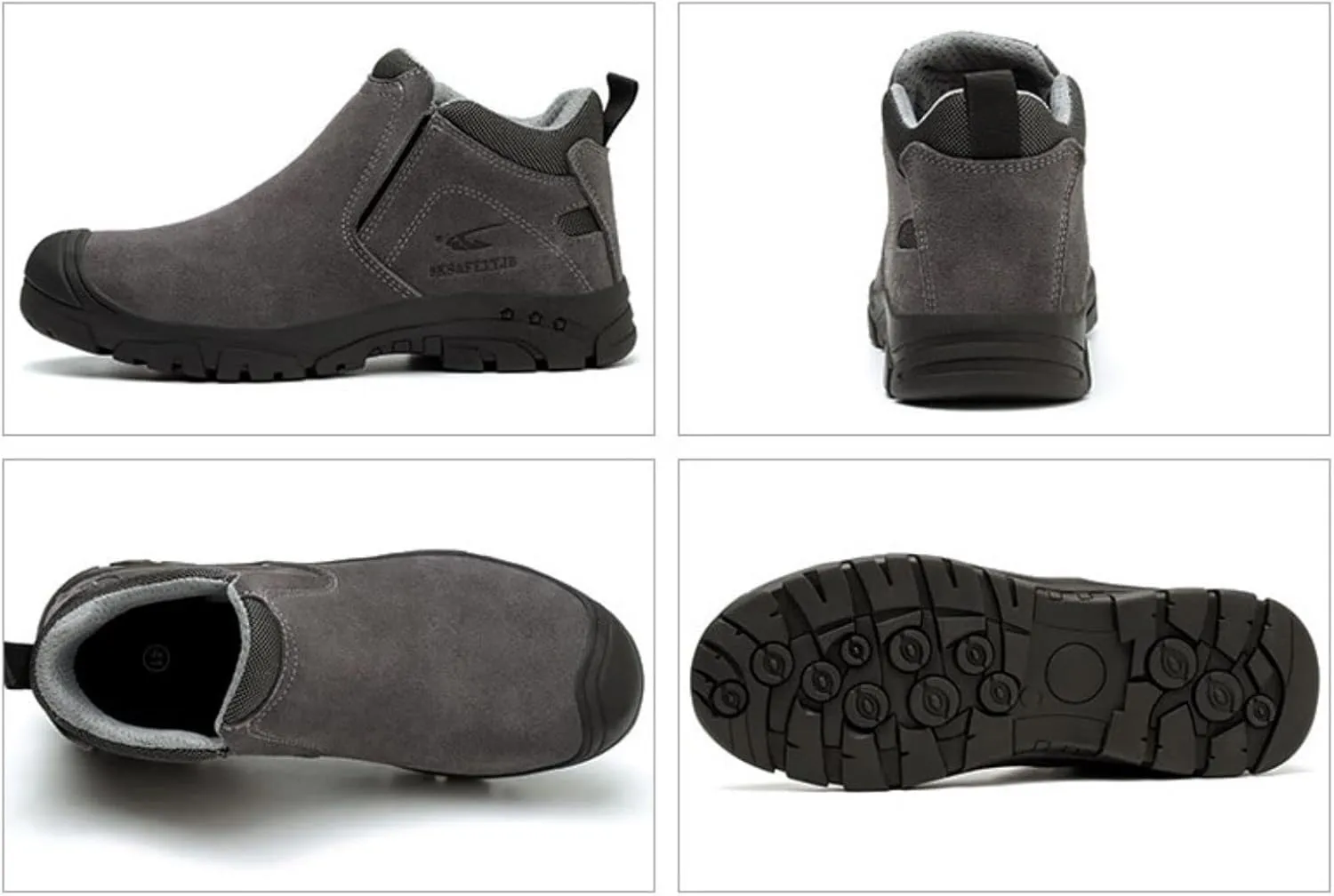 R-Win Work Boots Non Metal Composite Toe Cap Boots Suede Leather Slip on Welding Boots Safety Construction Industrial Insulated Shoe