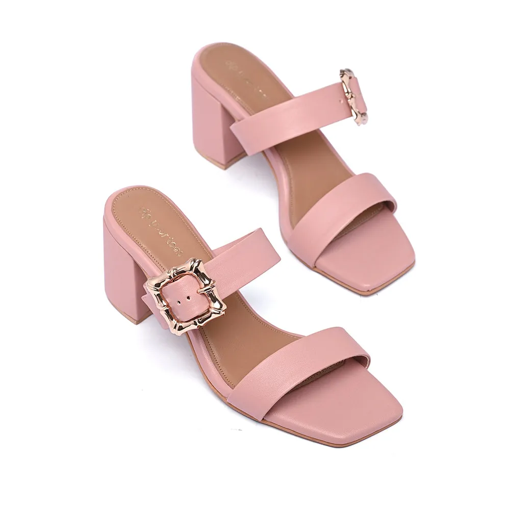 Rosepink Twin Strap Buckled Heels